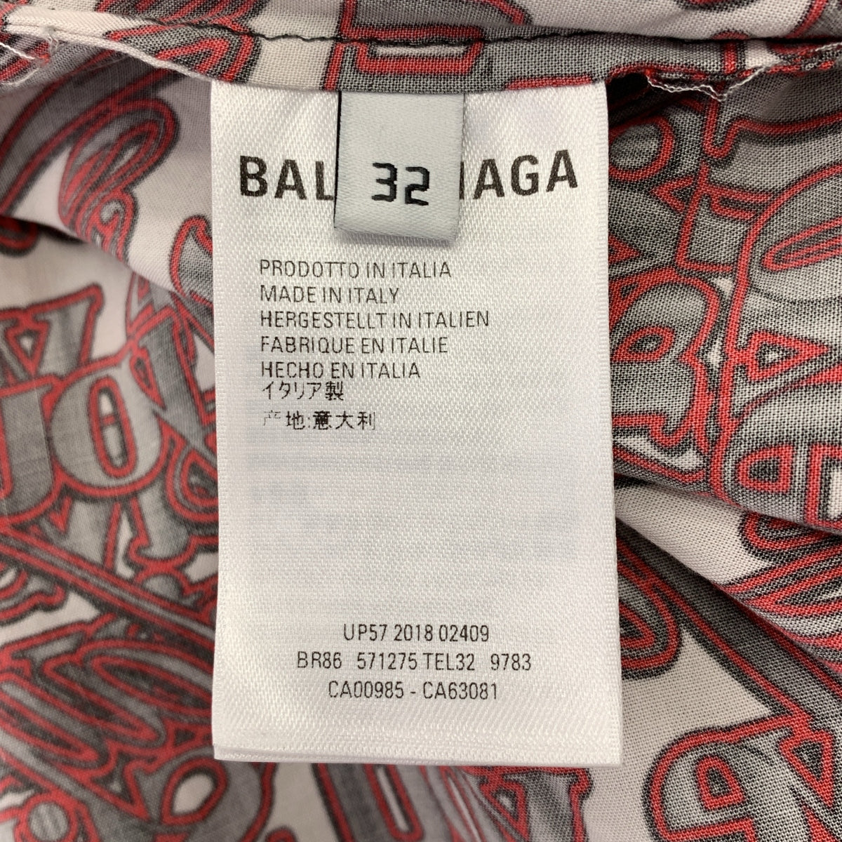 BALENCIAGA / バレンシアガ | ビスコース 総柄 ロゴボタン ポケット付き シャツ ワンピース | 32 | レディース