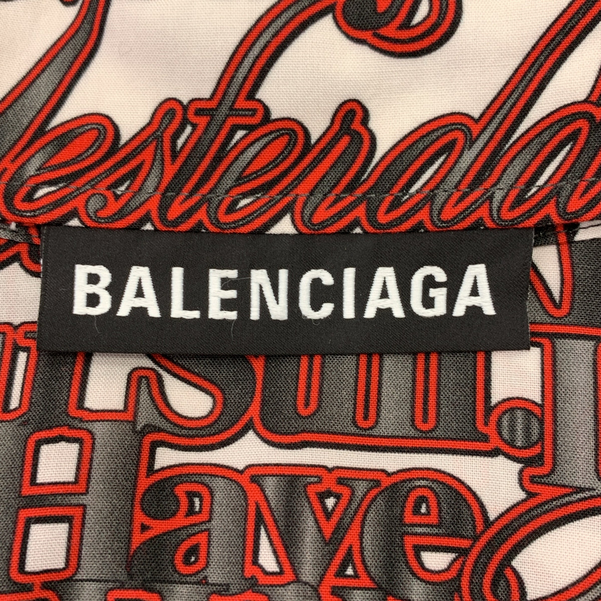 BALENCIAGA / バレンシアガ | ビスコース 総柄 ロゴボタン ポケット付き シャツ ワンピース | 32 | レディース