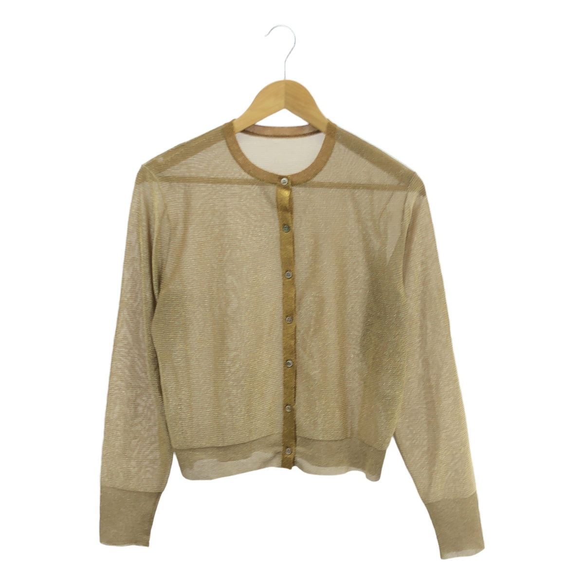 [狀況良好] Whim Gazette | GEMINI 提花金銀絲開襟衫 | F |米色 |女性的