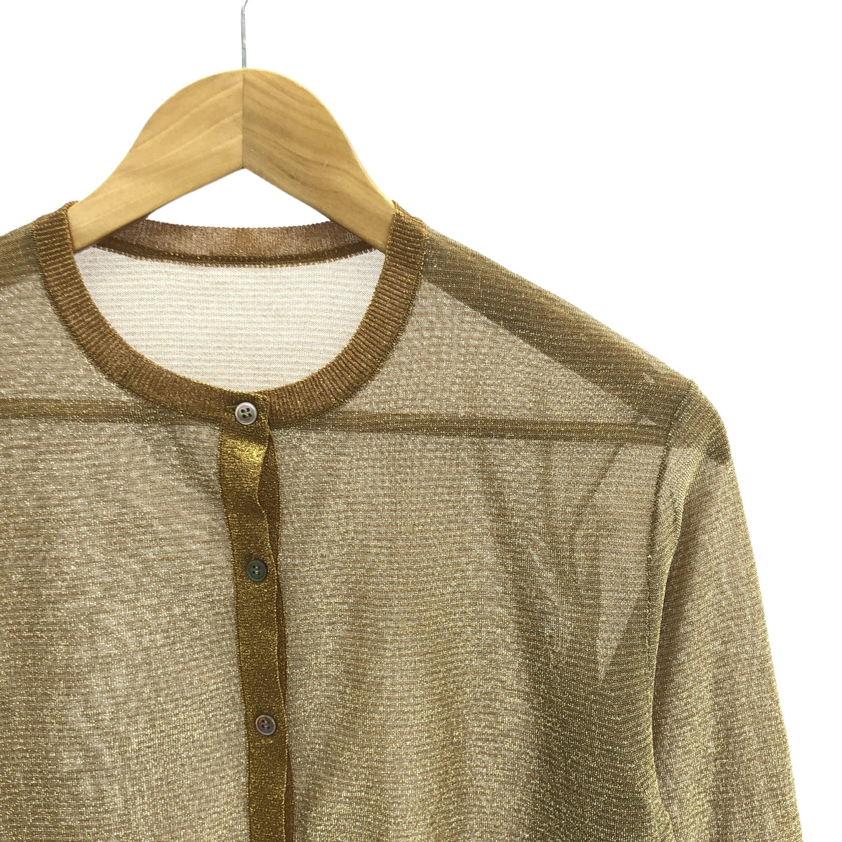 [狀況良好] Whim Gazette | GEMINI 提花金銀絲開襟衫 | F |米色 |女性的