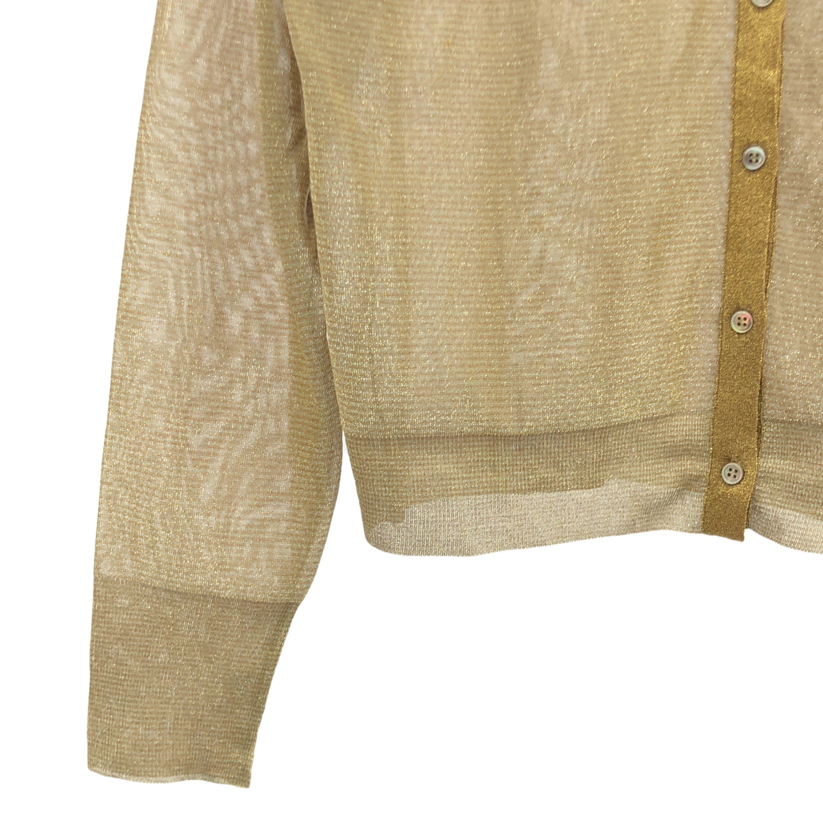 [狀況良好] Whim Gazette | GEMINI 提花金銀絲開襟衫 | F |米色 |女性的