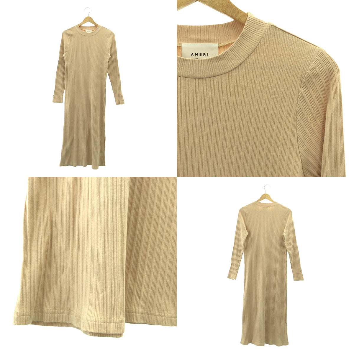 AMERI | 復古吊帶針織蕾絲洋裝 | S尺寸 | 米色 | 女款