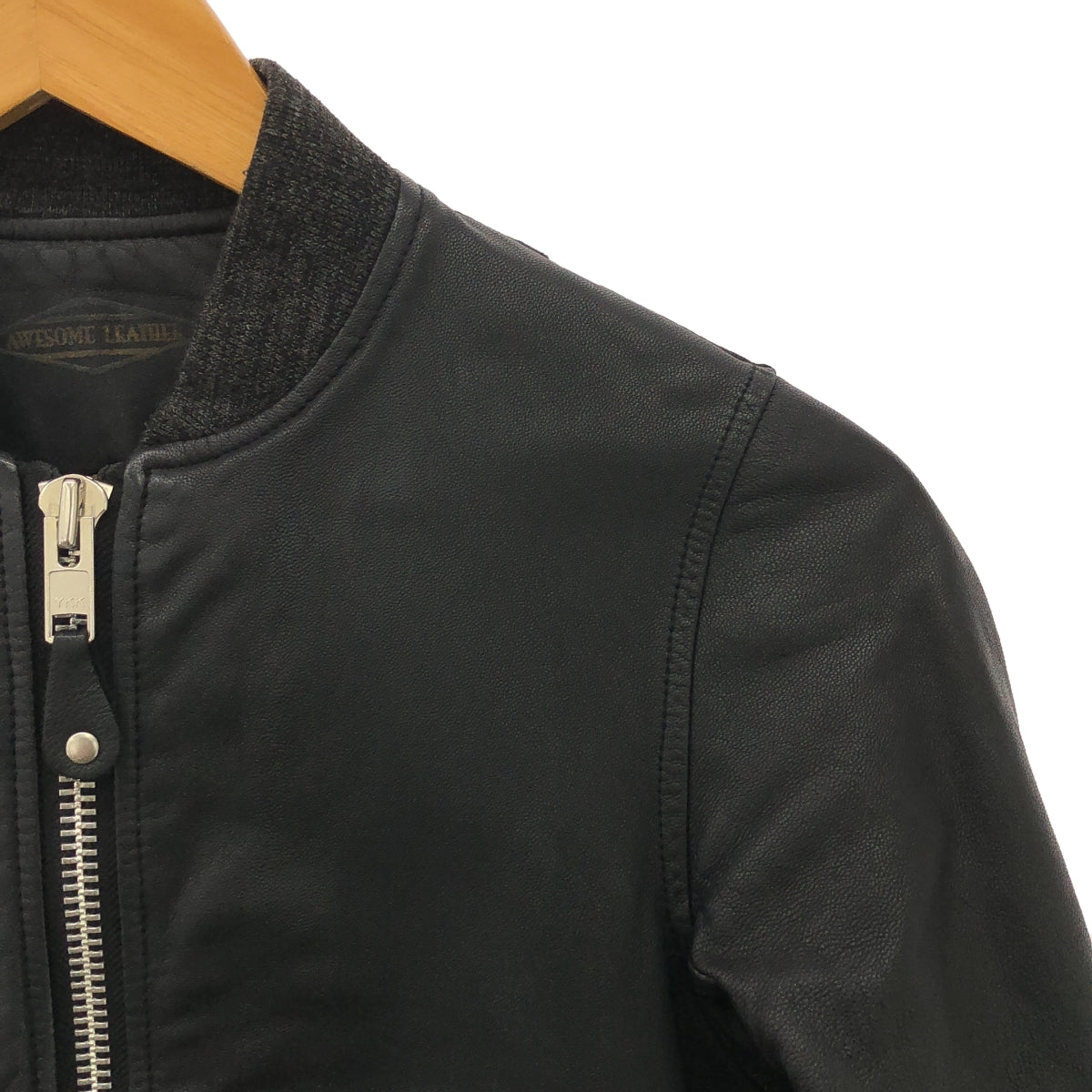 AWESOME LEATHER | 0 | Goat Leather MA-1 Flight Jacket | Black | Men's