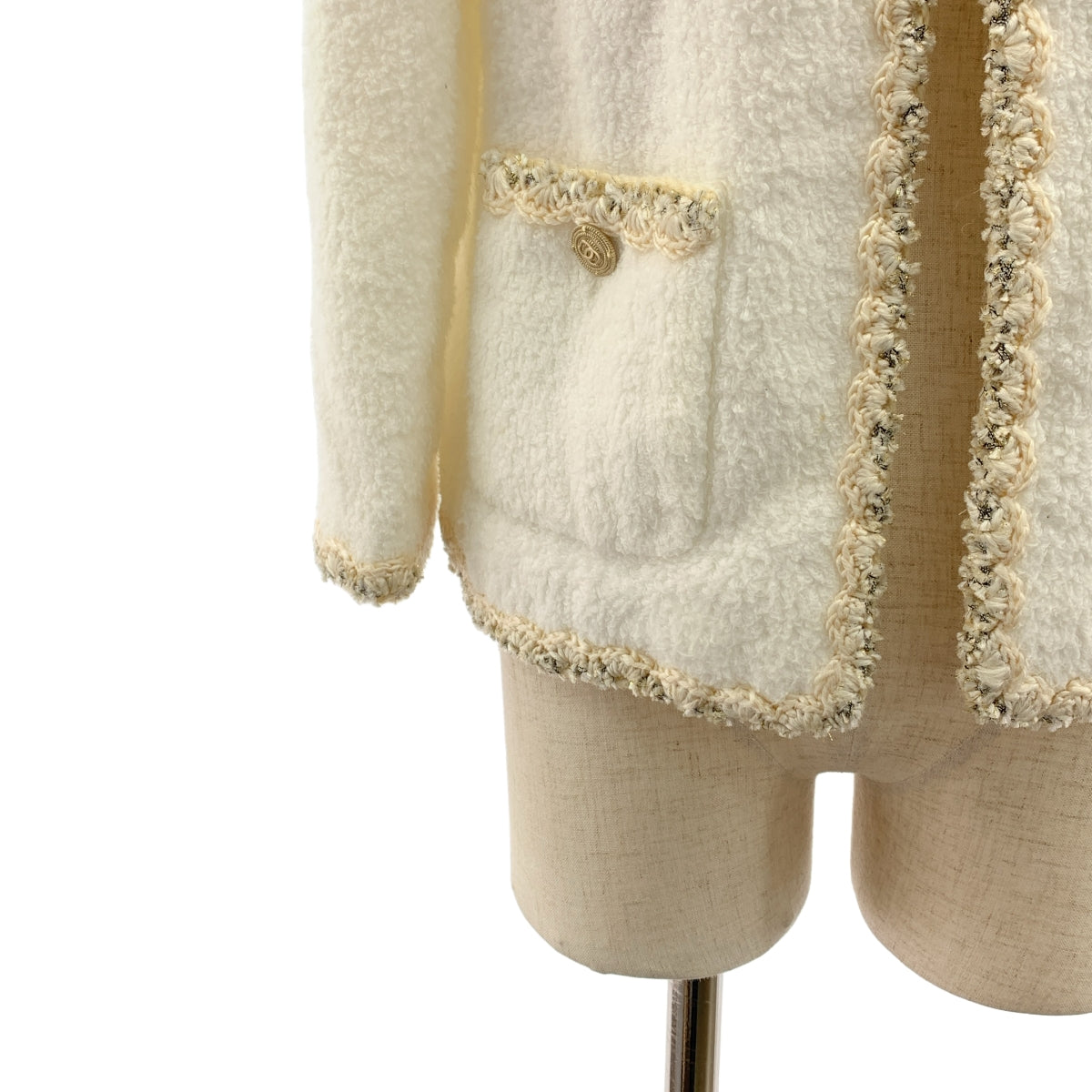 CHANEL / 샤넬 | 코튼 트위드 코코 마크 버튼 노 컬러 재킷 | 36 | 여성