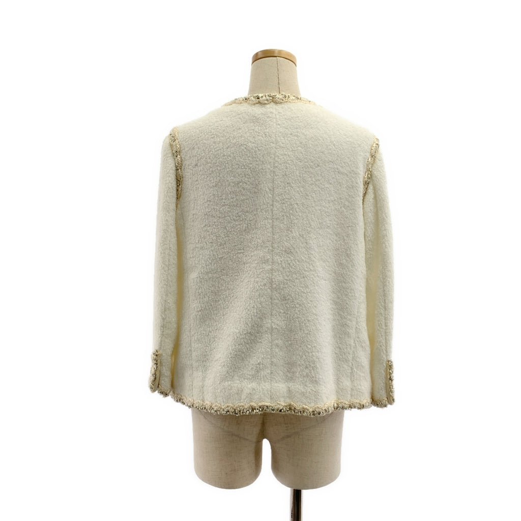 CHANEL / シャネル | コットン ツイード ココマークボタン ノーカラー ジャケット | 36 | レディース