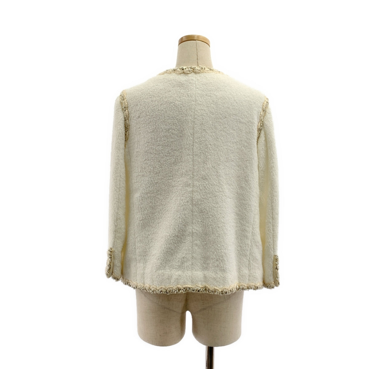 CHANEL / 샤넬 | 코튼 트위드 코코 마크 버튼 노 컬러 재킷 | 36 | 여성