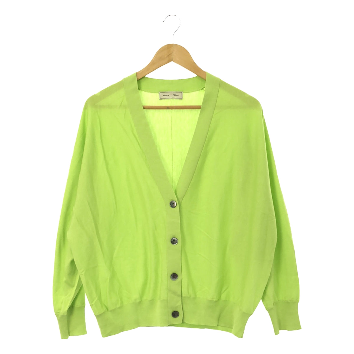 [Good Condition] ebure / Ebur | × Ron Herman Ron Herman special order cotton silk V-neck knit cardigan | Green | Women's