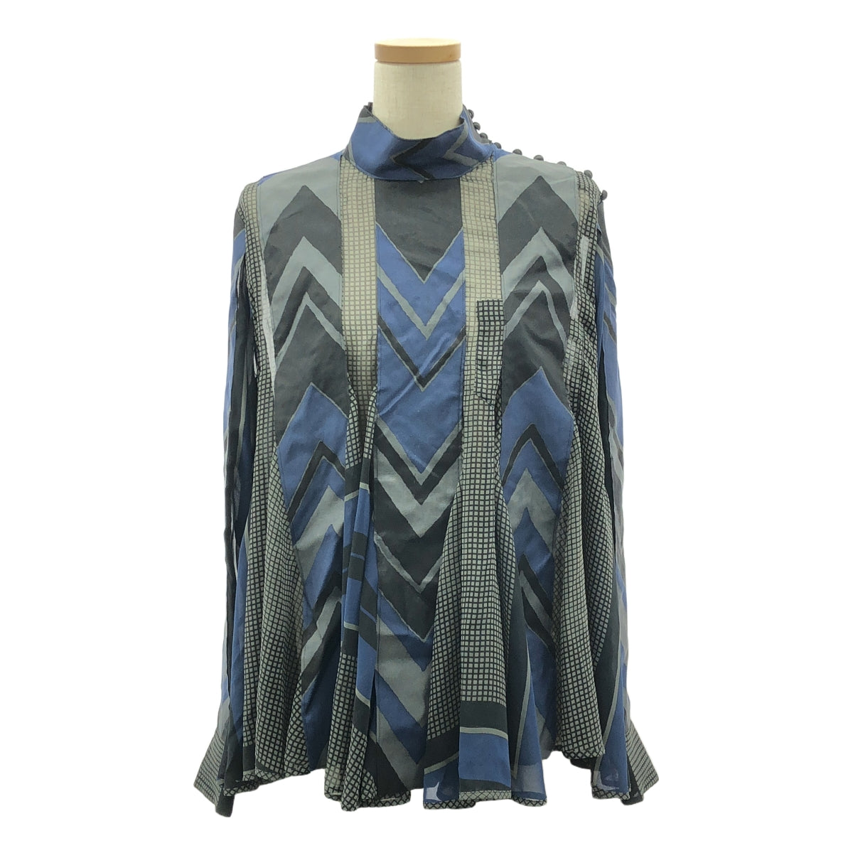 sacai / サカイ | 2015 | 再構築 シフォン プルオーバーブラウス | 3 | ブラック/グレー/ブルー | レディース