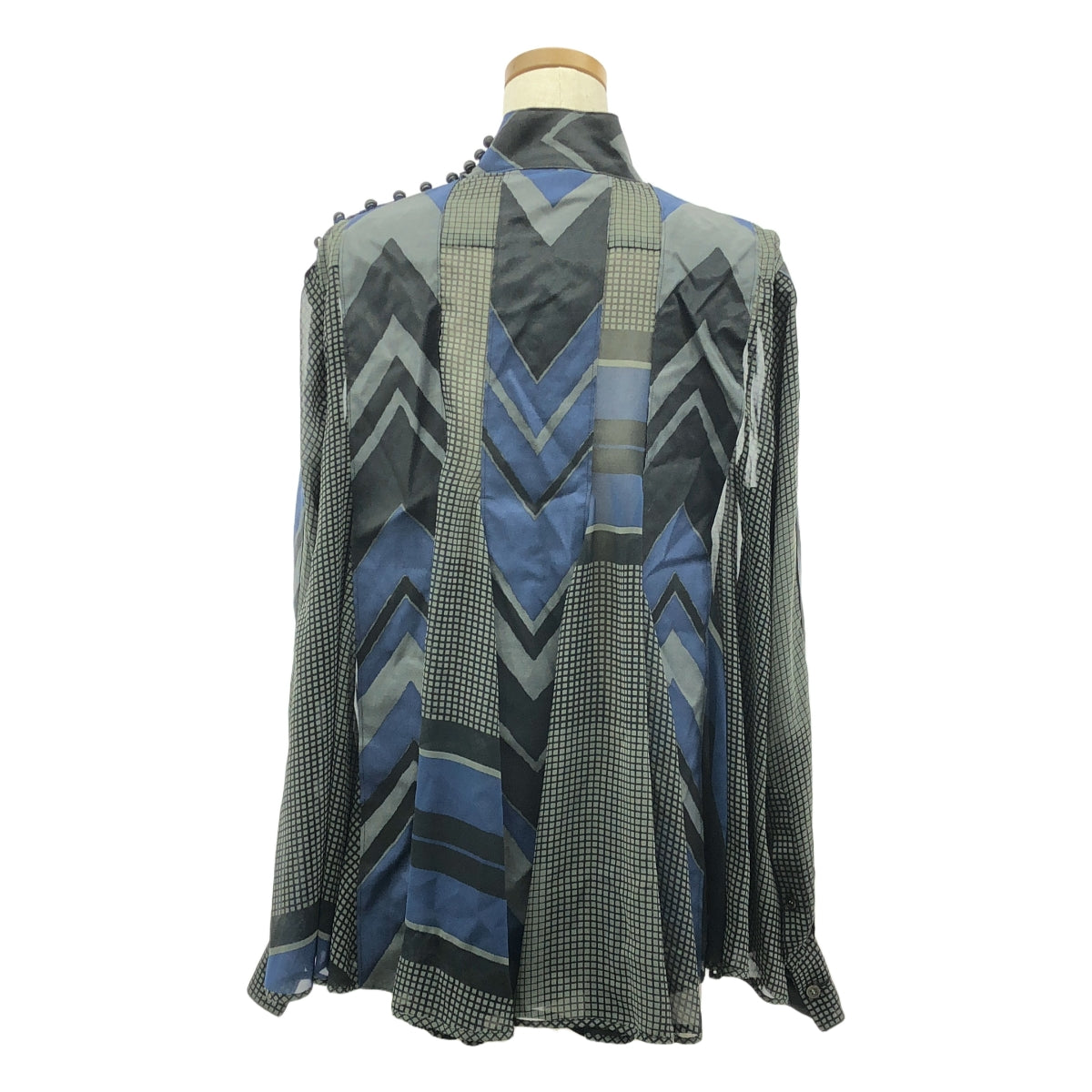 sacai / サカイ | 2015 | 再構築 シフォン プルオーバーブラウス | 3 | ブラック/グレー/ブルー | レディース