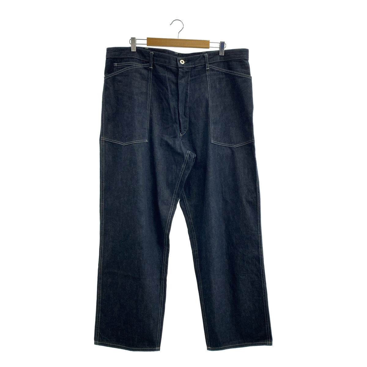 Kaptain Sunshine / 캡틴 선샤인 | 2022AW | denim Buckleback Baker Pants / 신치백 데님 와이드 베이커 팬츠 | 42 | 인디고 | 남성