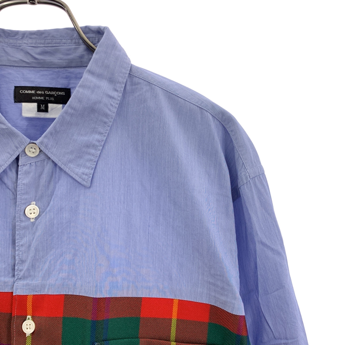 COMME des GARCONS HOMME PLUS / 콤데 갤슨 옴플루스 | 2020AW | 다른 소재 전환 체크 레귤러 컬러 셔츠 | M | 남성