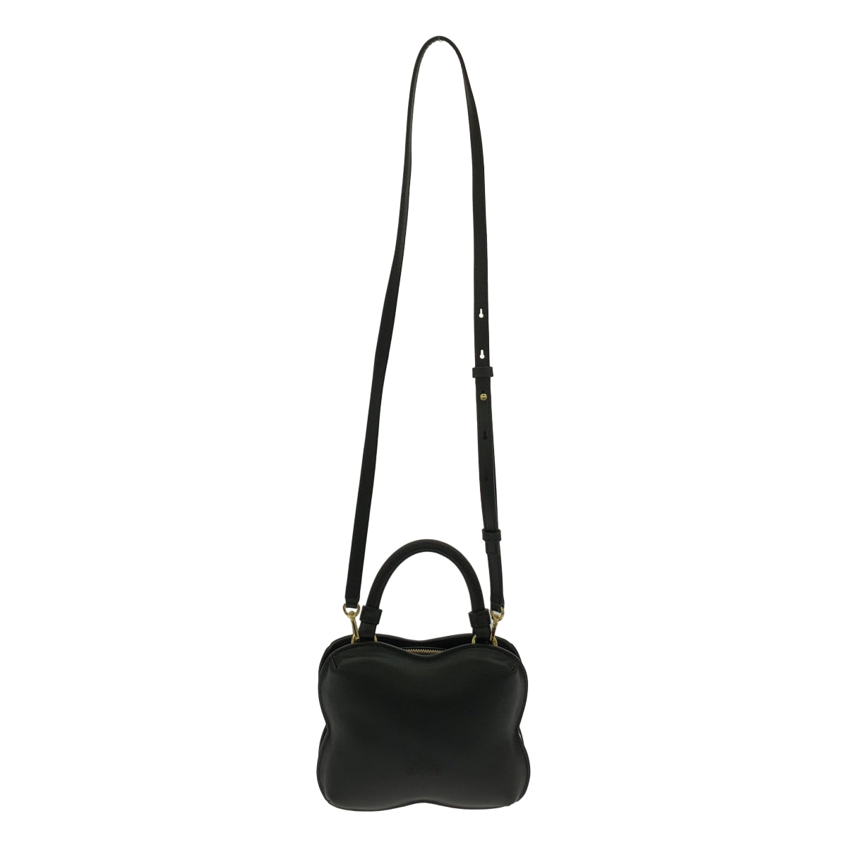 【美品】  Ganni / ガニー | BUTTERFLY CROSSBODY / バタフライ クロスボディ 2way ショルダー付き レザー ハンドバッグ | one size | ブラック | レディース