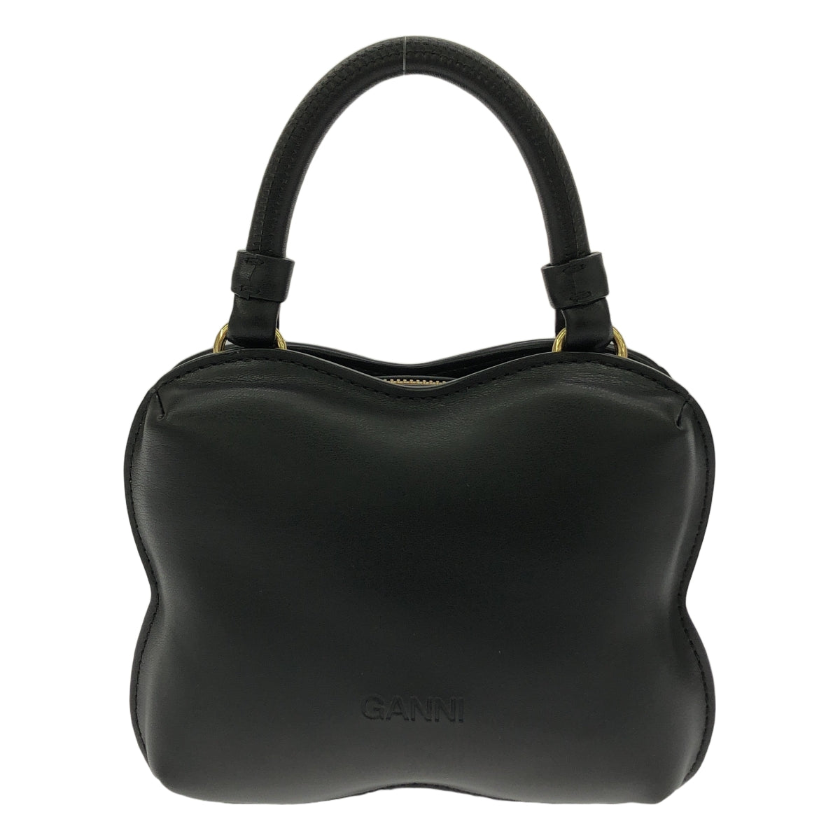 【美品】  Ganni / ガニー | BUTTERFLY CROSSBODY / バタフライ クロスボディ 2way ショルダー付き レザー ハンドバッグ | one size | ブラック | レディース