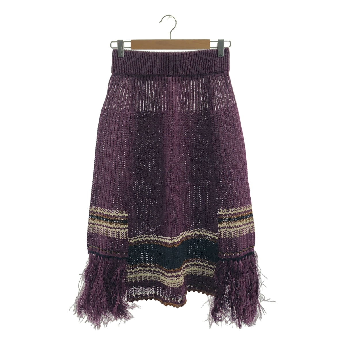 【美品】  LENZ / レンズ | LENZ / レンズ KNIT SKIRT / フリンジ ニット スカート | F | パープル | レディース