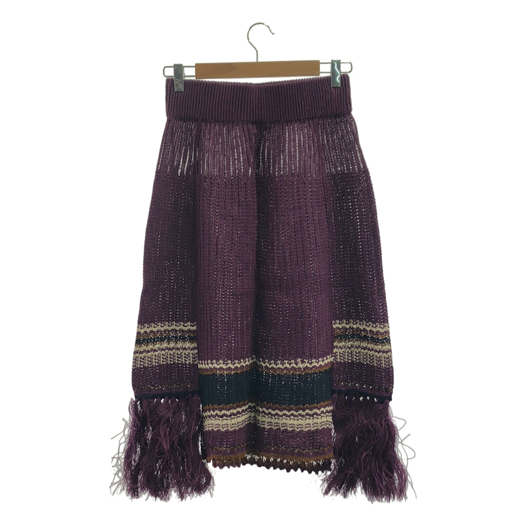 【美品】  LENZ / レンズ | LENZ / レンズ KNIT SKIRT / フリンジ ニット スカート | F | パープル | レディース
