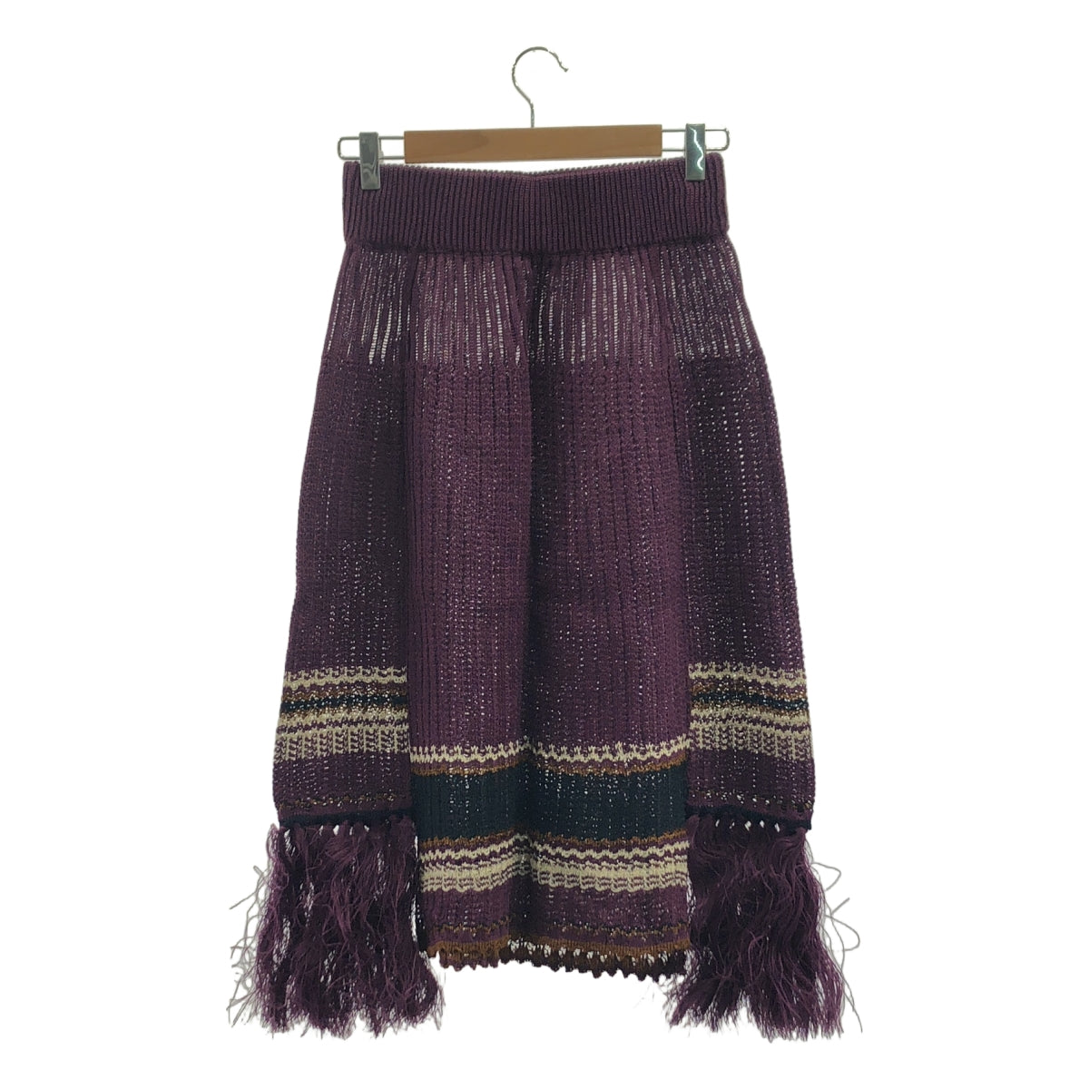 【美品】  LENZ / レンズ | LENZ / レンズ KNIT SKIRT / フリンジ ニット スカート | F | パープル | レディース