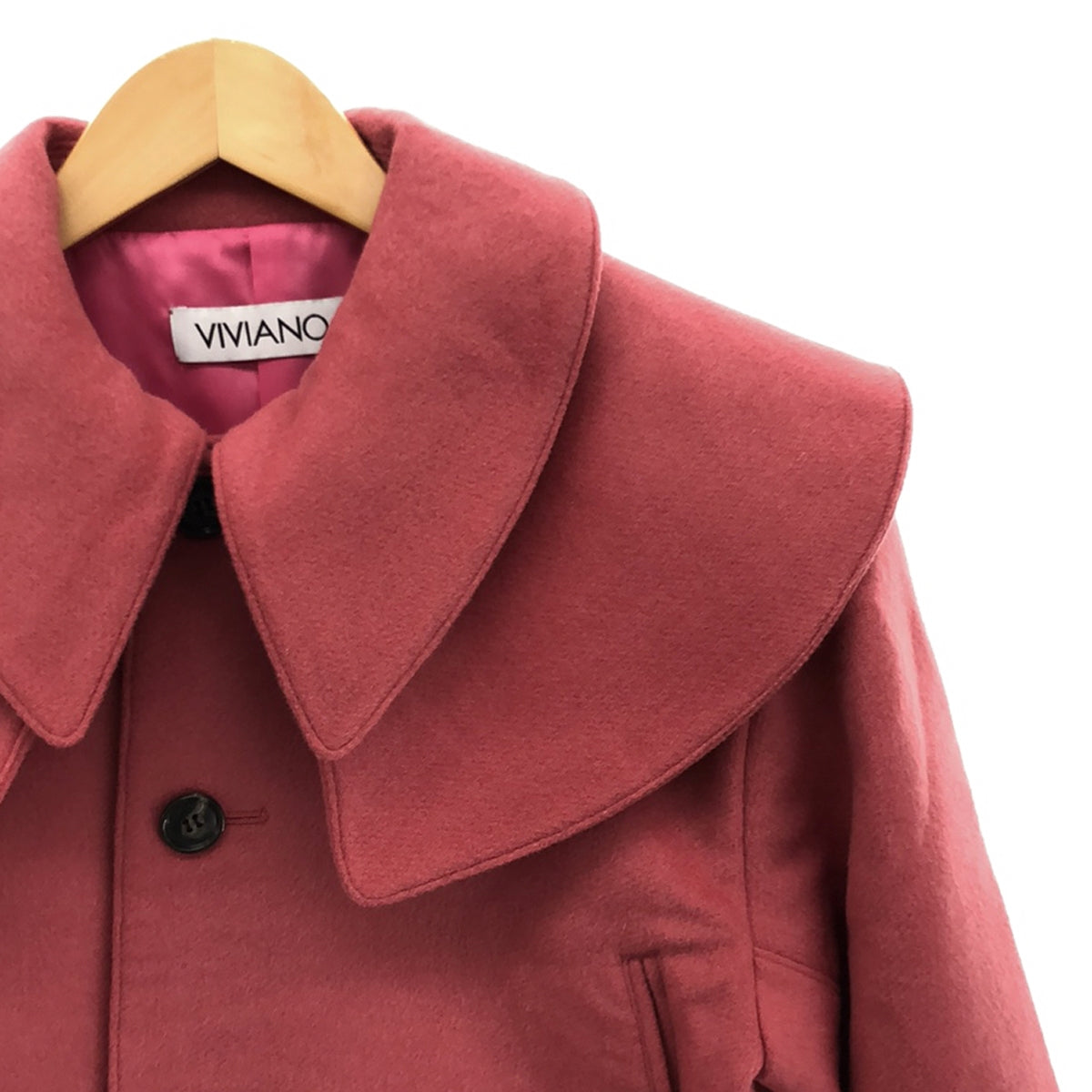 VIVIANO | 2023AW | Double Collar Cropped Jacket | Wool jacket with detachable collar | Fully lined | M | Pink | Women's