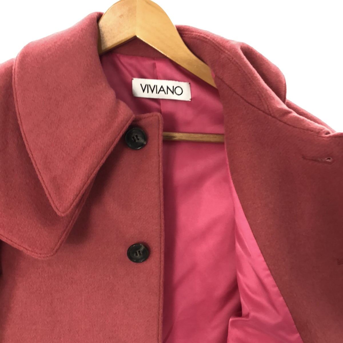 VIVIANO | 2023AW | Double Collar Cropped Jacket | Wool jacket with detachable collar | Fully lined | M | Pink | Women's