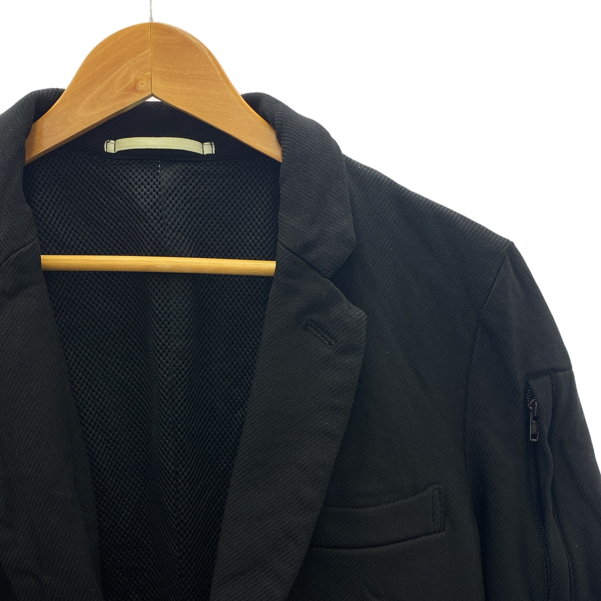 COMME des GARCONS HOMME PLUS / コムデギャルソンオムプリュス | 2005AW | ポリエステル 製品染め 1B シングルブレスト ジャケット / メッシュ総裏地 | S | ブラック | メンズ