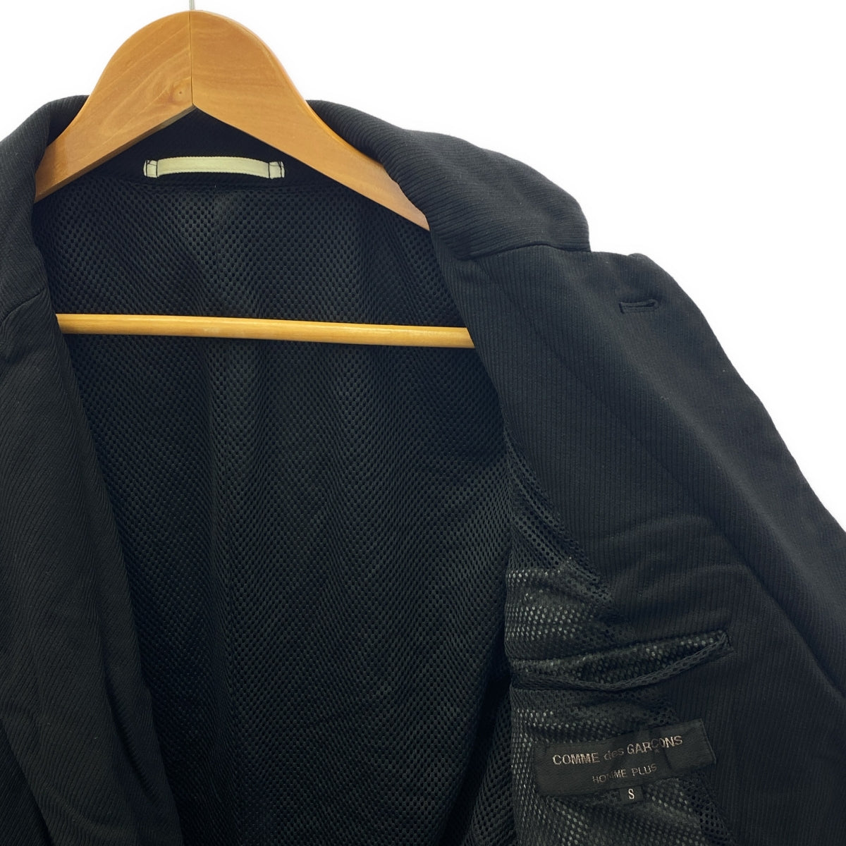 COMME des GARCONS HOMME PLUS / コムデギャルソンオムプリュス | 2005AW | ポリエステル 製品染め 1B シングルブレスト ジャケット / メッシュ総裏地 | S | ブラック | メンズ