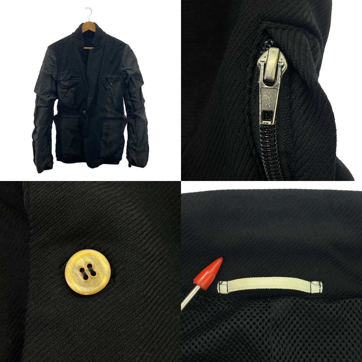 COMME des GARCONS HOMME PLUS | 2005AW | 聚酯染色 1B 單排扣外套 / 全網眼襯裡 | S | 黑色 | 男款