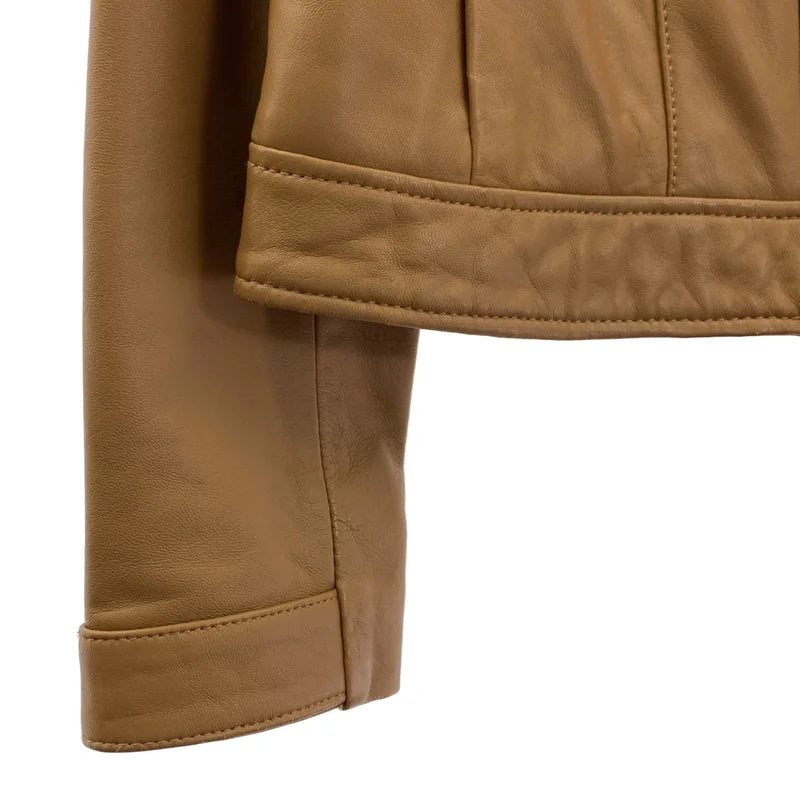 COLE HAAN / コールハーン | ラムレザー シングル ライダースジャケット | S | レディース