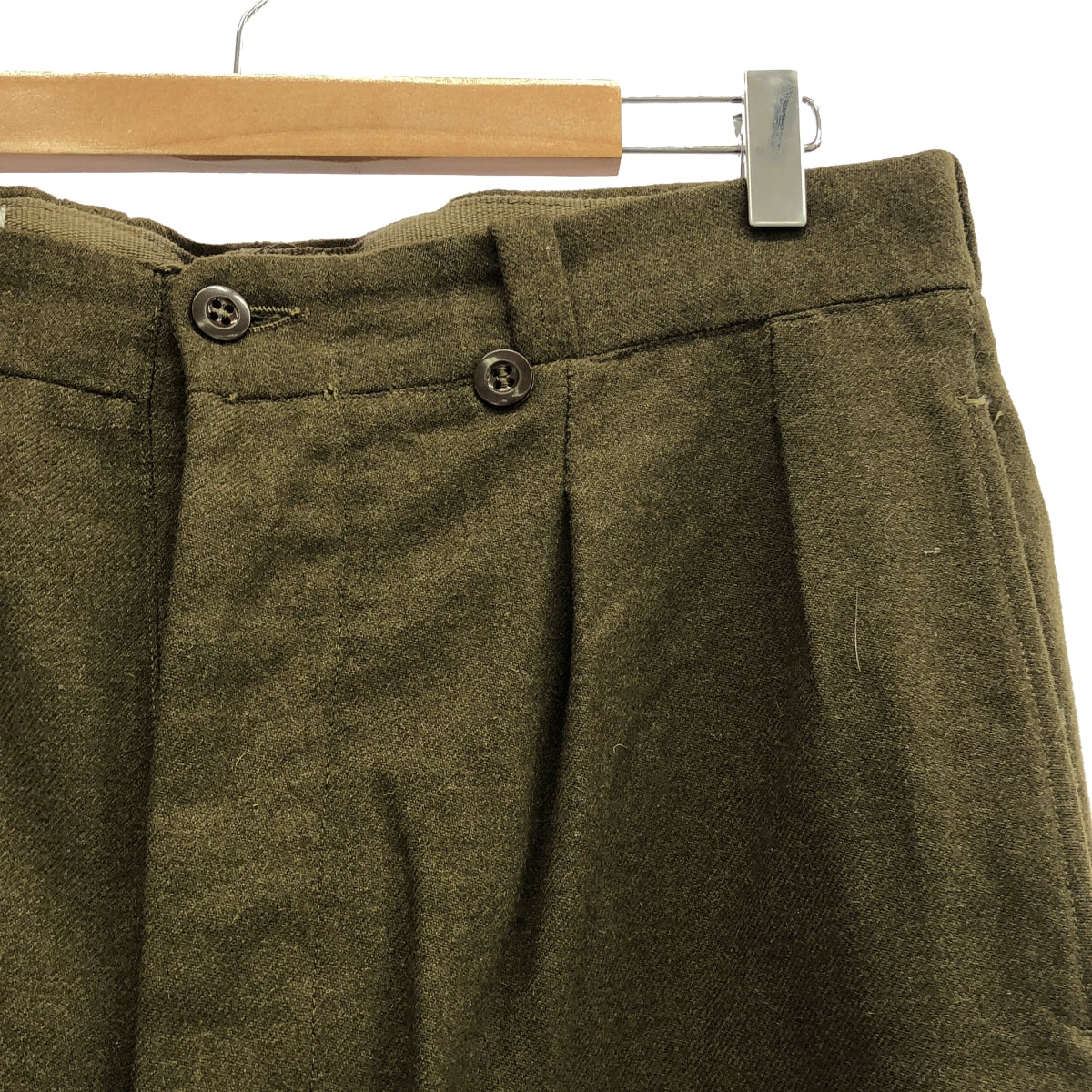 VINTAGE / Vintage clothing | Estimated 1960s ~ FRENCH ARMY / French Army M52 Wool Military Tuck Pants | Size 16 | Olive | Men's