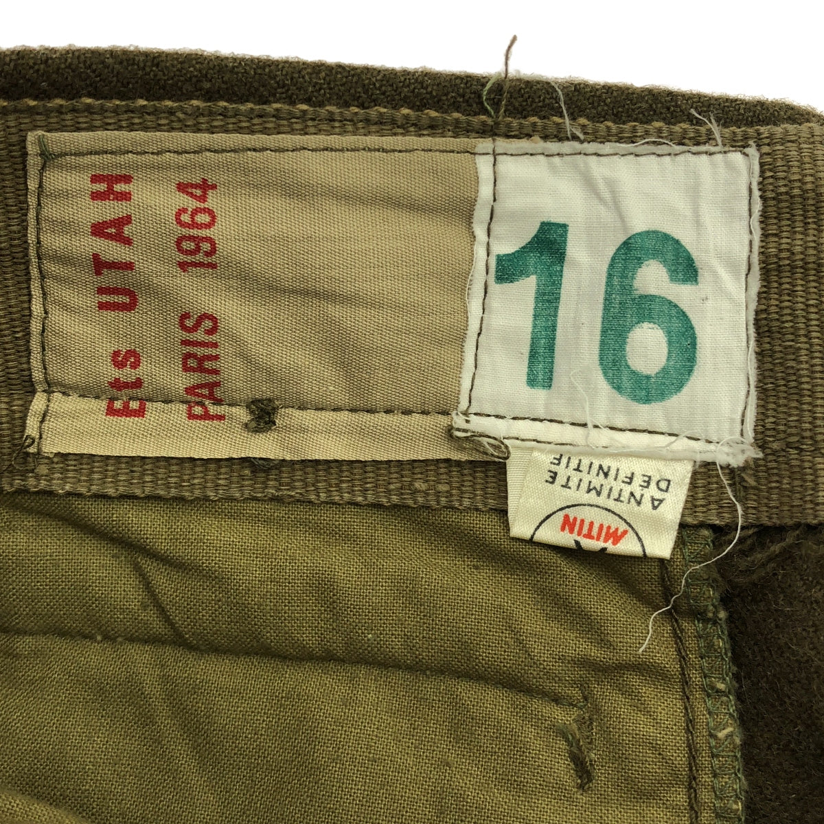 VINTAGE / Vintage clothing | Estimated 1960s ~ FRENCH ARMY / French Army M52 Wool Military Tuck Pants | Size 16 | Olive | Men's