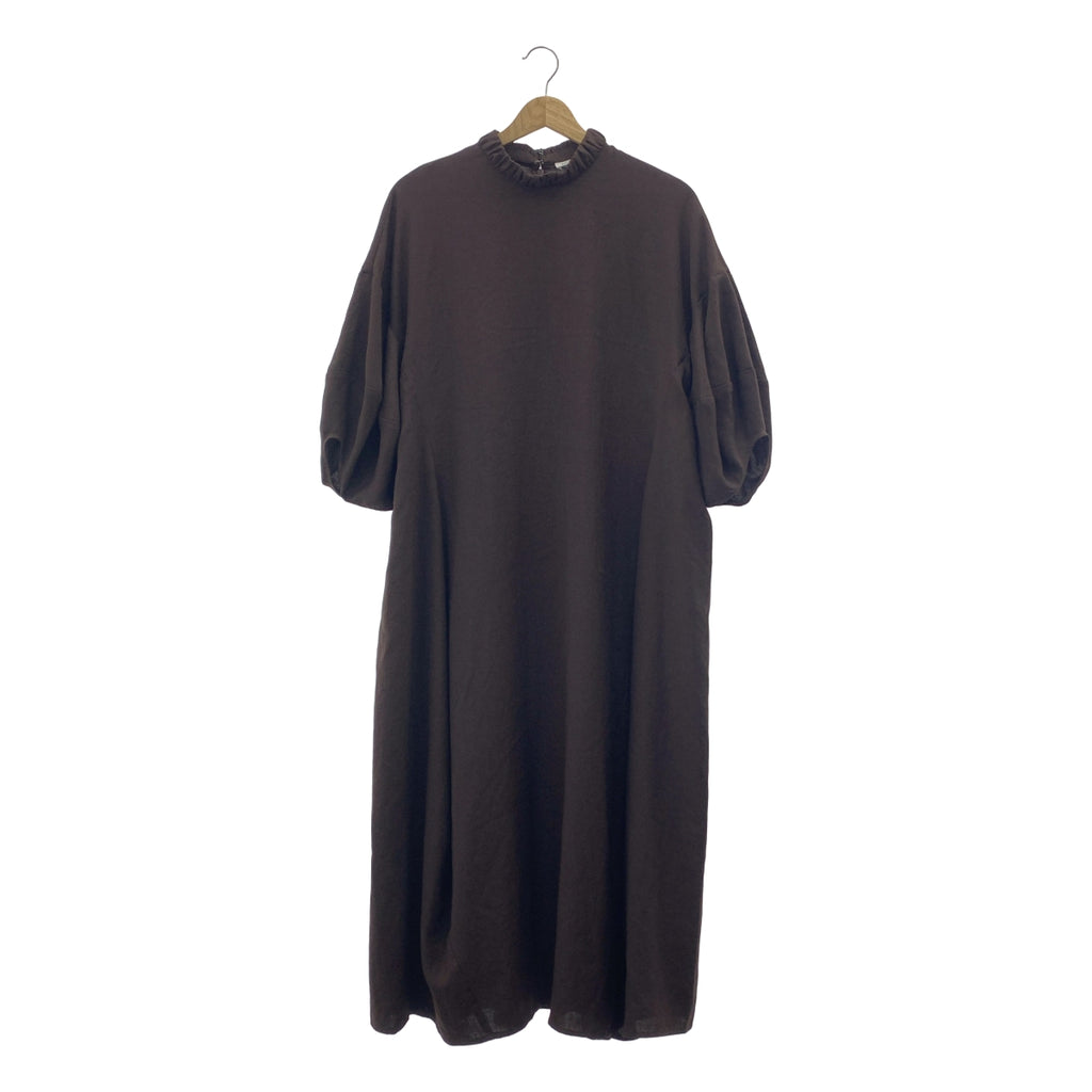 【美品】  ENFOLD / エンフォルド | リネンライク 立体スリーブDRESS ワンピース | 36 | ダークブラウン | レディース