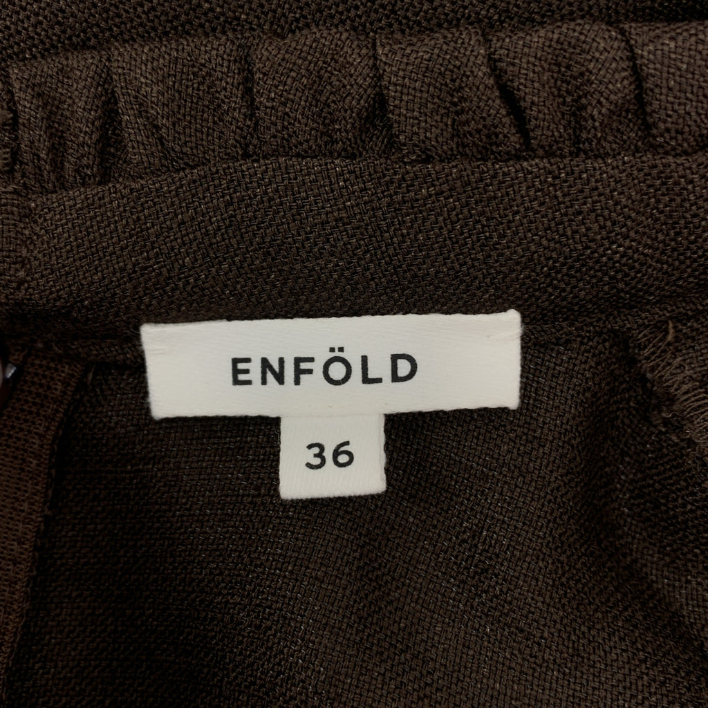 【美品】  ENFOLD / エンフォルド | リネンライク 立体スリーブDRESS ワンピース | 36 | ダークブラウン | レディース