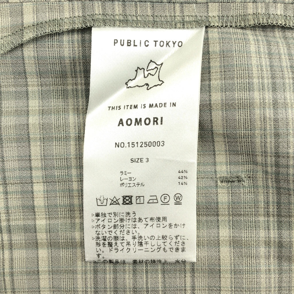 PUBLIC TOKYO | 苧麻格紋襯衫外套 | 3號 | 男士