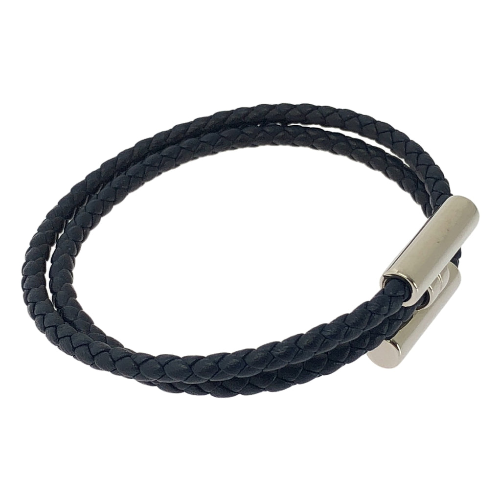 【미품】 HERMES / 헤르메스 | TOURNIS TRESSE 투르니 트레세 가죽 팔찌 | 실버 / 네이비 | 여성