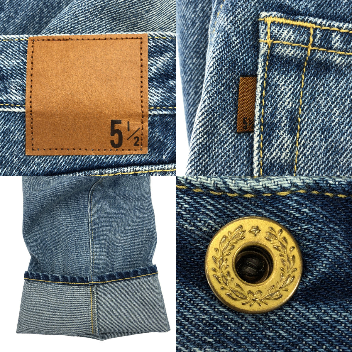 5 1/2 (Five and Half) by Spick &amp; Span / 파이브 앤 하프 바이스 픽 앤 스팬 | 2024SS | CURVE LINE_DENIM / 로고 패치 데님 팬츠 | 27 |