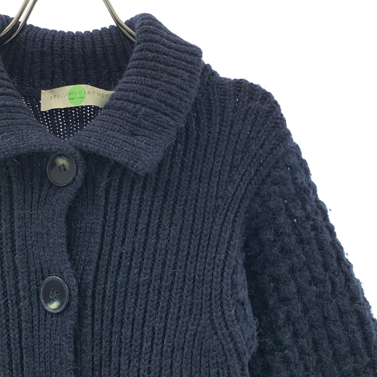STELLA McCARTNEY / ステラマッカートニー | アルパカ混 ウール ロング ニット カーディガン | 36 | ネイビー | レディース