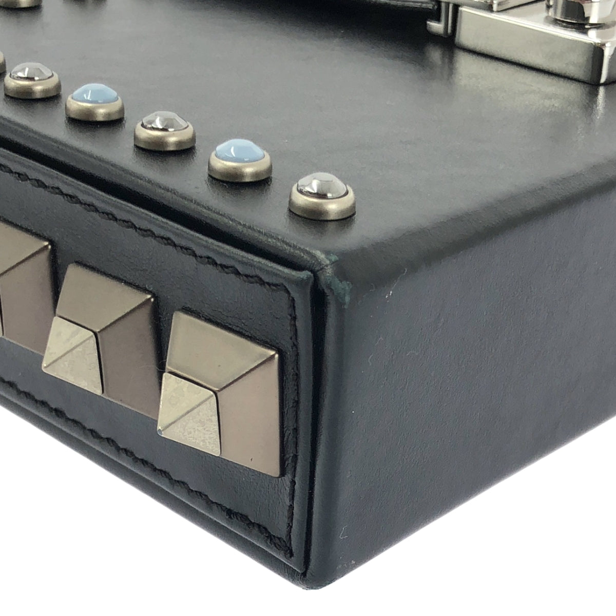 SALAR MILANO / サラーミラノ | スタッズ装飾 レザー スクエア ショルダーバッグ | ブラック | レディース