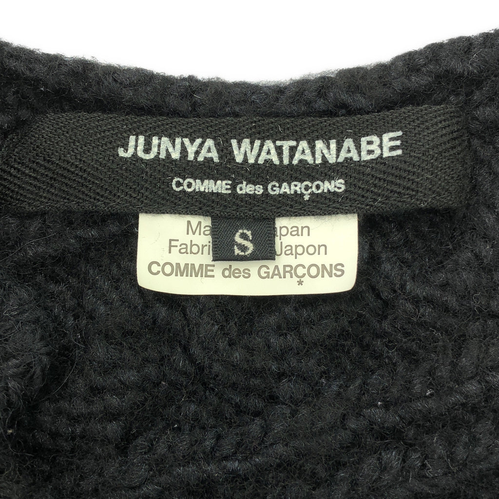 【미품】 JUNYA WATANABE COMME des GARCONS / 준야와타나베 | 2014AW | 울 비쥬 장식 변형 레이스 전환 패치워크 케이블 니트 | S | 블랙 | 여성