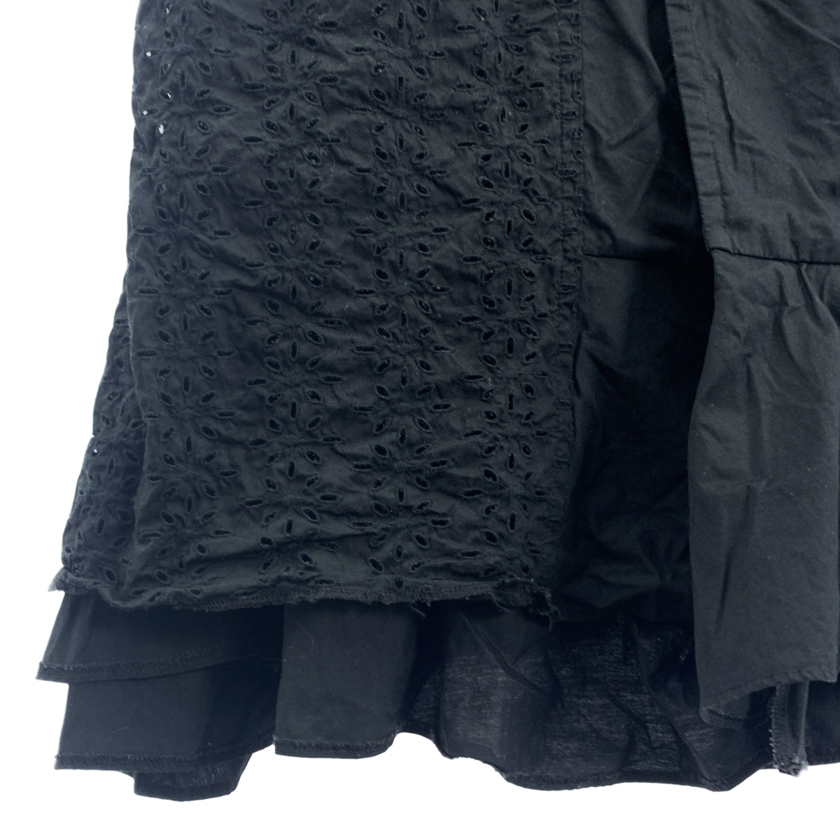 COMME des GARCONS | 鏤空層疊荷葉邊無袖長襯衫外套 | S 碼 | 黑色 | 女款