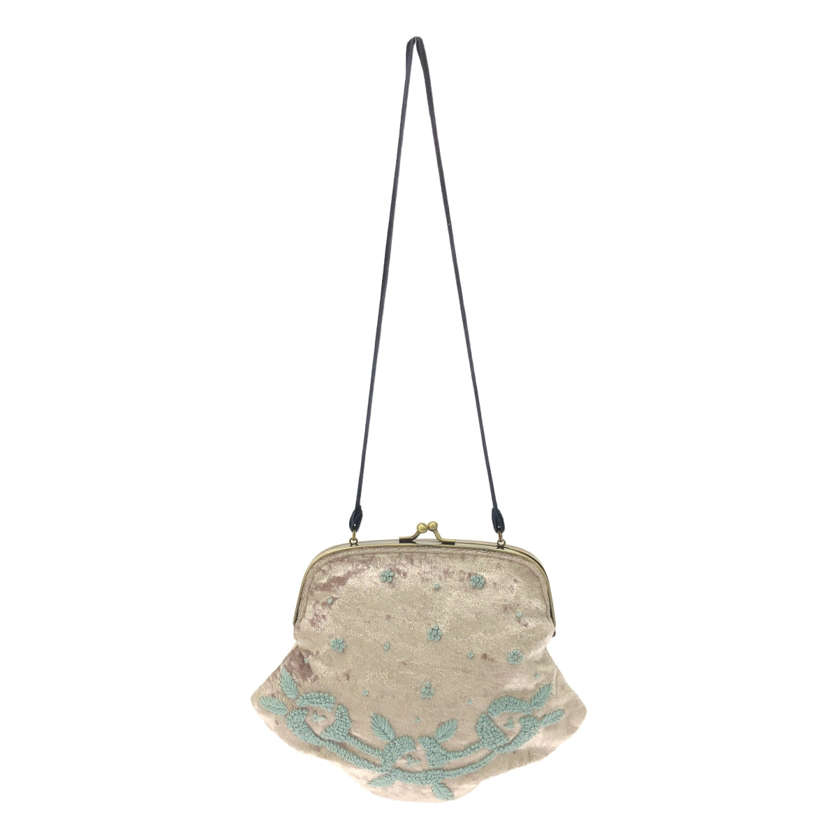 nesessaire / 네세세아 | 벨벳 자수 가마구치 가방 | 회색 | 여성