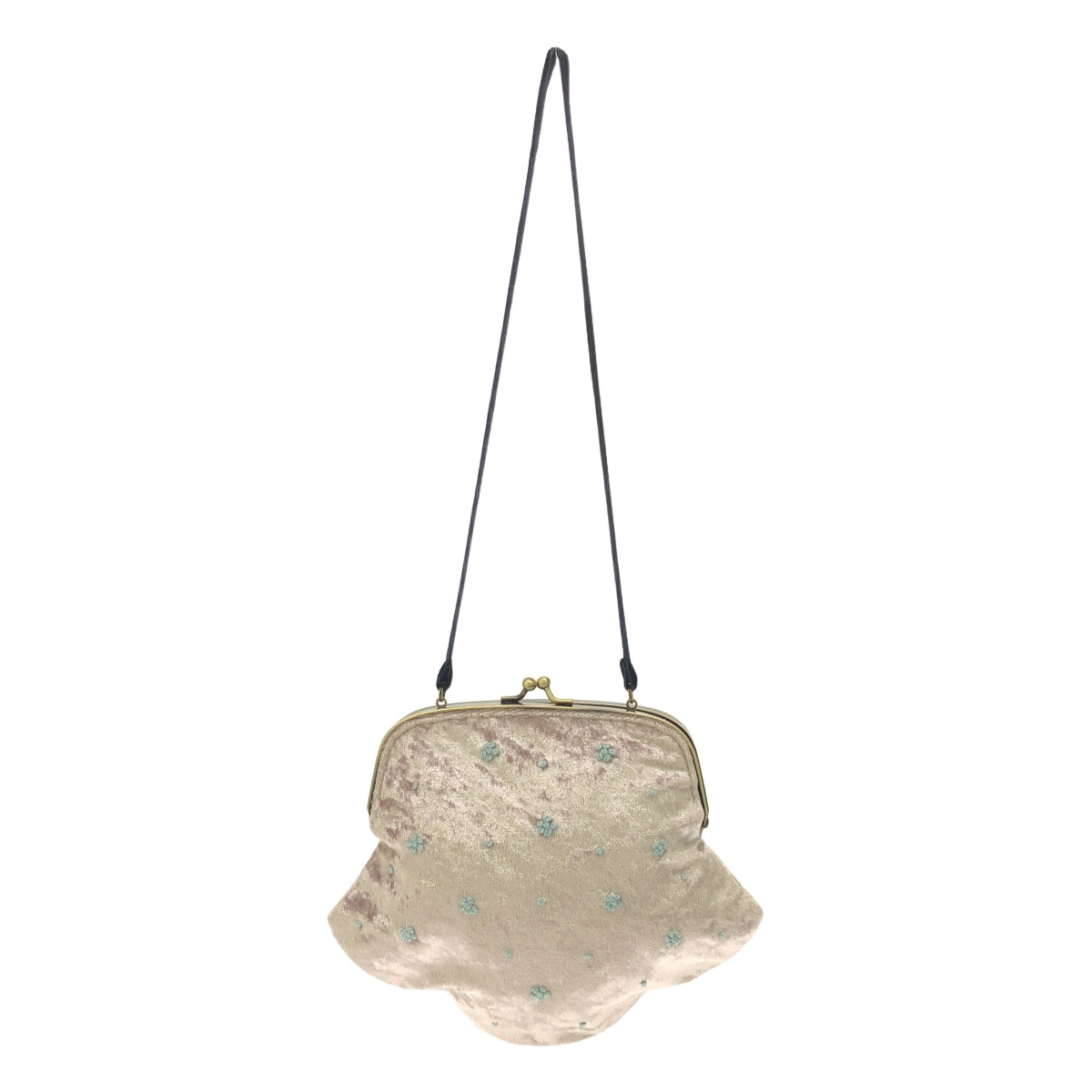 nesessaire / 네세세아 | 벨벳 자수 가마구치 가방 | 회색 | 여성