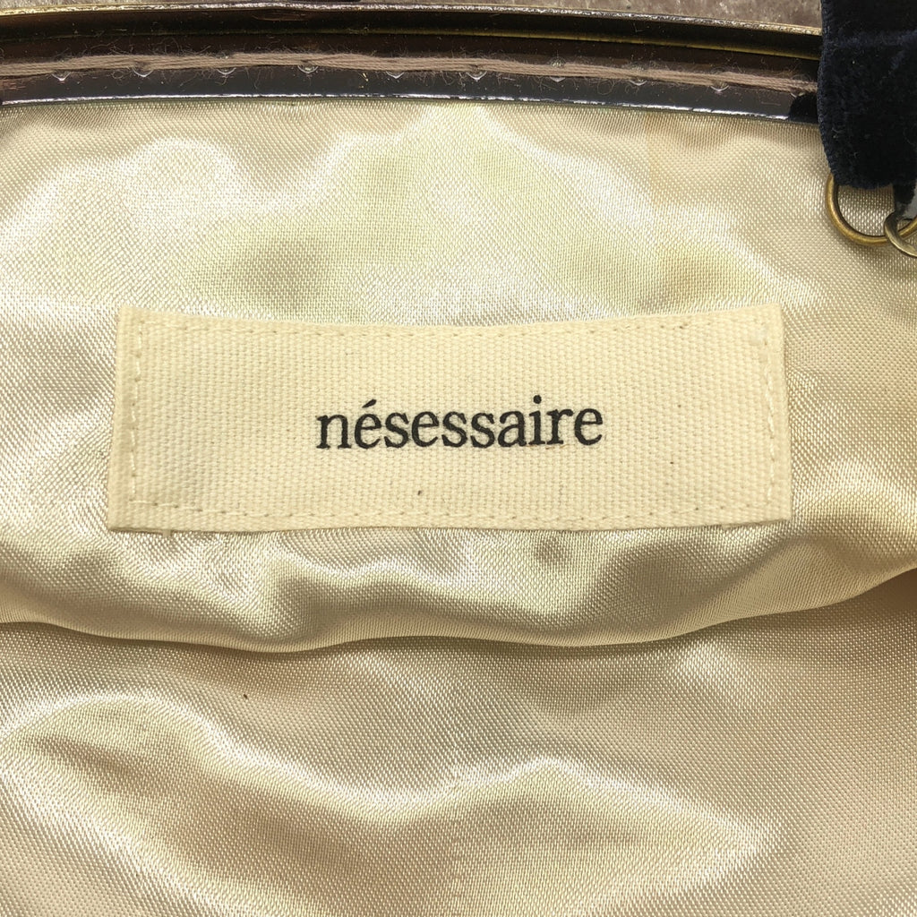 nesessaire / ネセセア | ベロア 刺しゅう がま口 バッグ | グレー | レディース