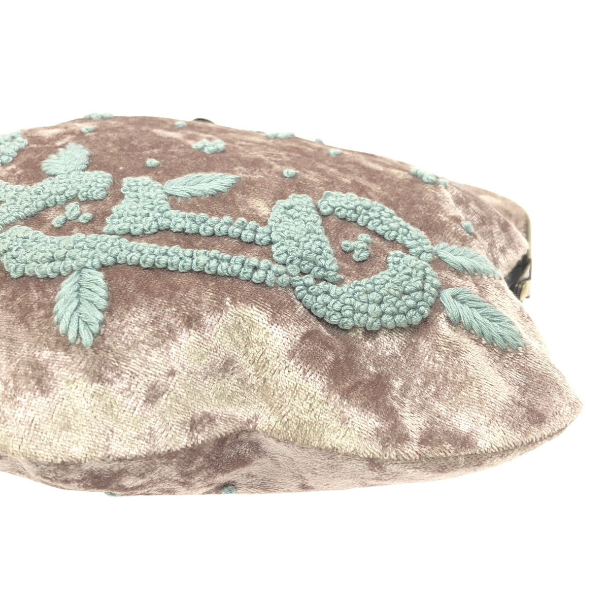 nesessaire / ネセセア | ベロア 刺しゅう がま口 バッグ | グレー | レディース