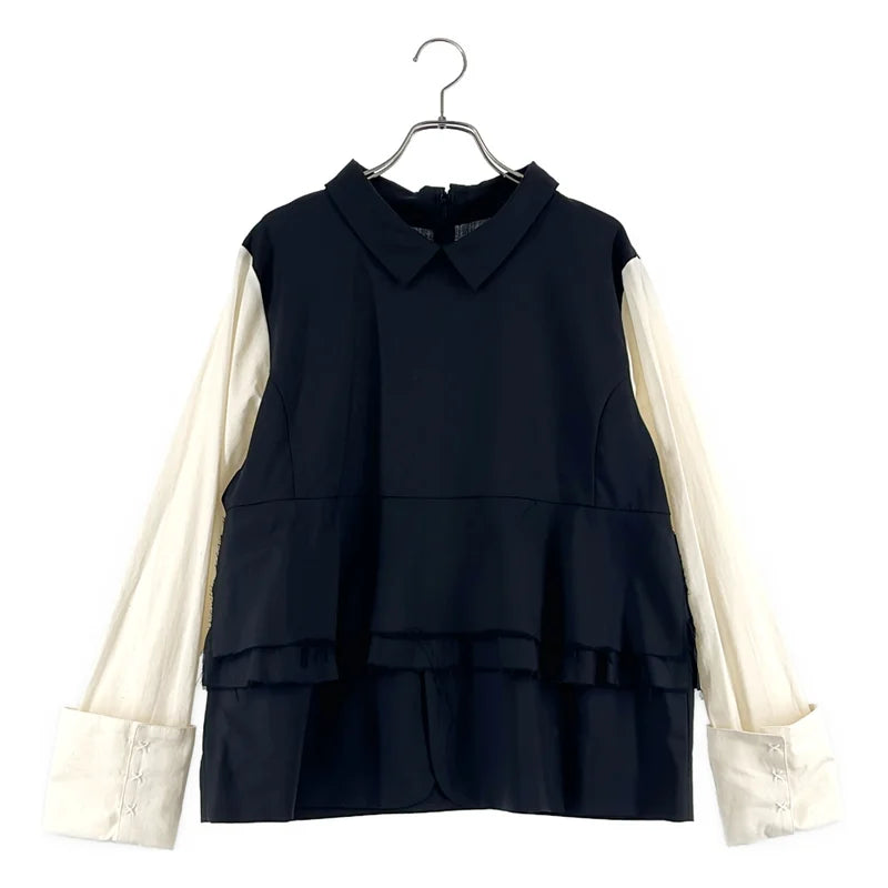 SUNAOKUWAHARA / スナオクワハラ | バイカラー カットオフ 襟付き ブラウス | 2 | レディース