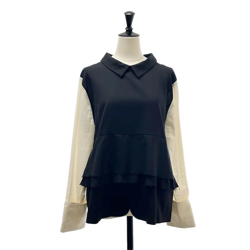 SUNAOKUWAHARA / スナオクワハラ | バイカラー カットオフ 襟付き ブラウス | 2 | レディース