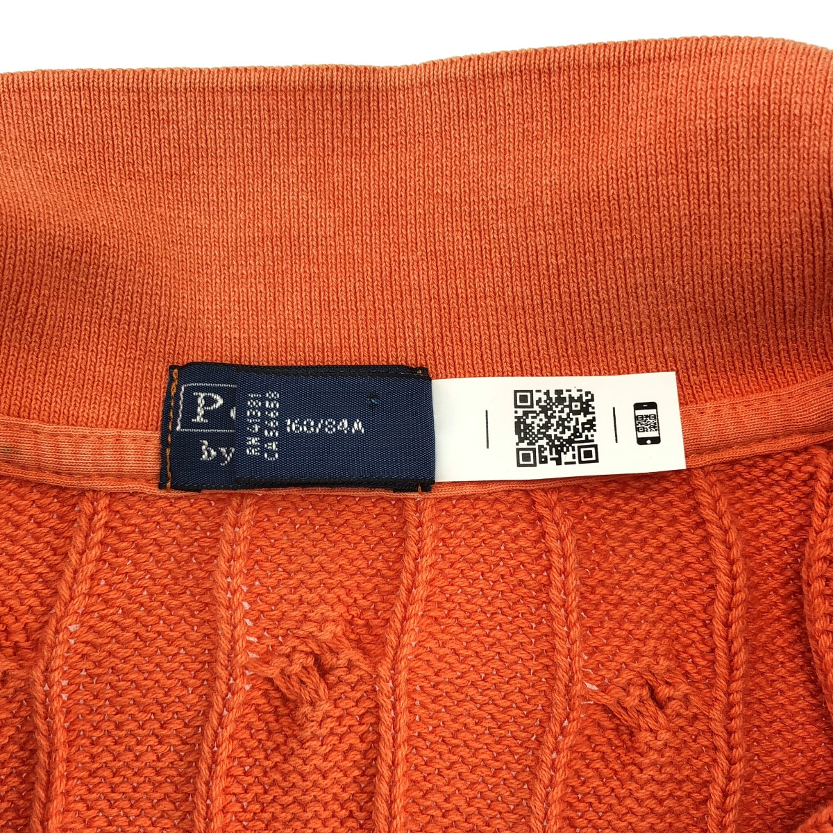 【미품】 POLO BY RALPH LAUREN / 폴로 바이랄 플로렌 | 워시드 가공 코튼 케이블 니트 폴로 셔츠 | S | 오렌지 | 여성