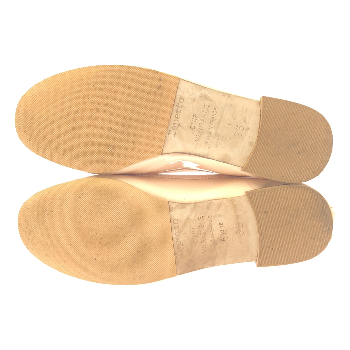 Repetto | 皮革緞帶平底芭蕾平底鞋 | 35號 | 米色 | 女款