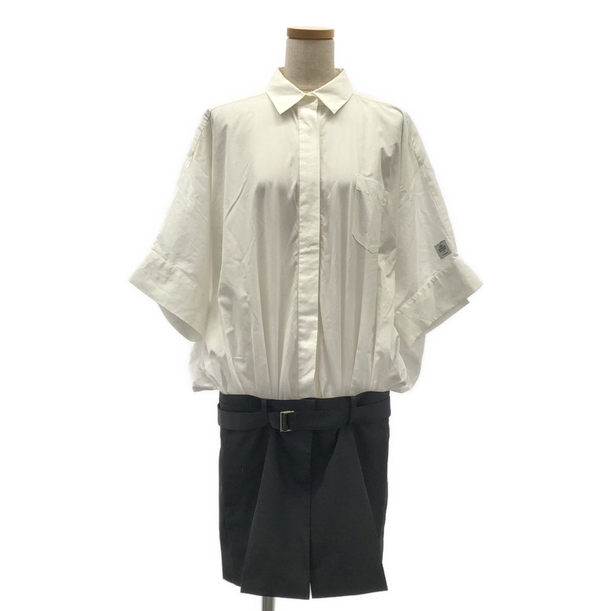 sacai / sacai | x Thomas Mason / 襯衫和短裙迷你連身裙 | 尺寸 2 | 白色/黑色 | 女款