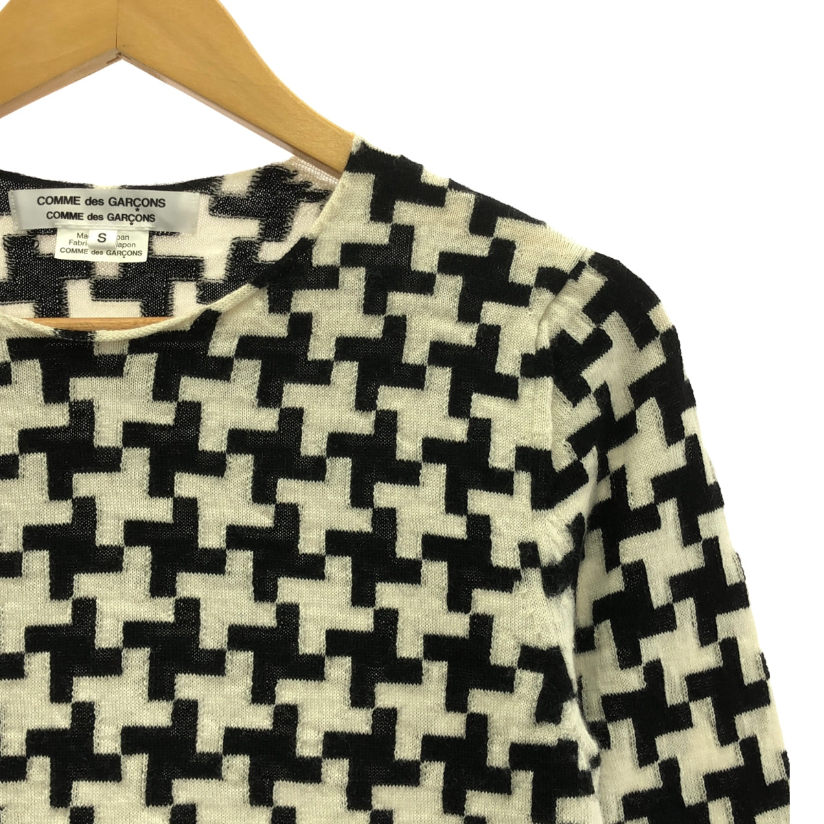 COMME des GARCONS COMME des GARCONS / Comme des | 2019秋冬 |幾何圓領針織套頭衫 | S |米白色/黑色|女性的