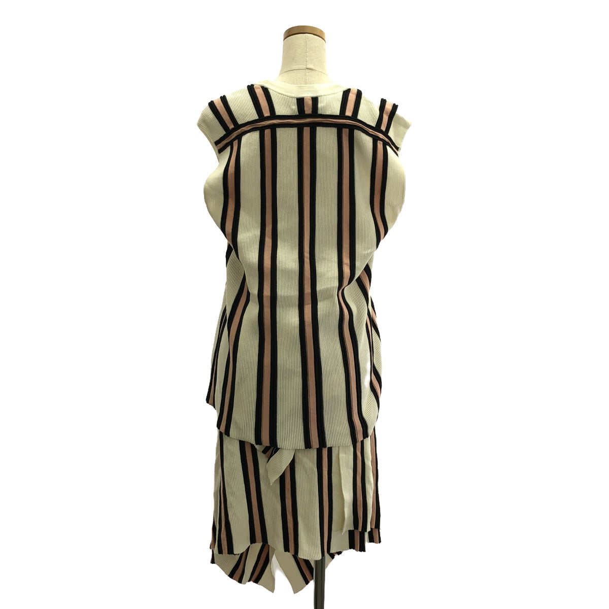 Christian Wijnants | Striped Sleeveless Knit Skirt Set | M | White/Black/Pink | Women's