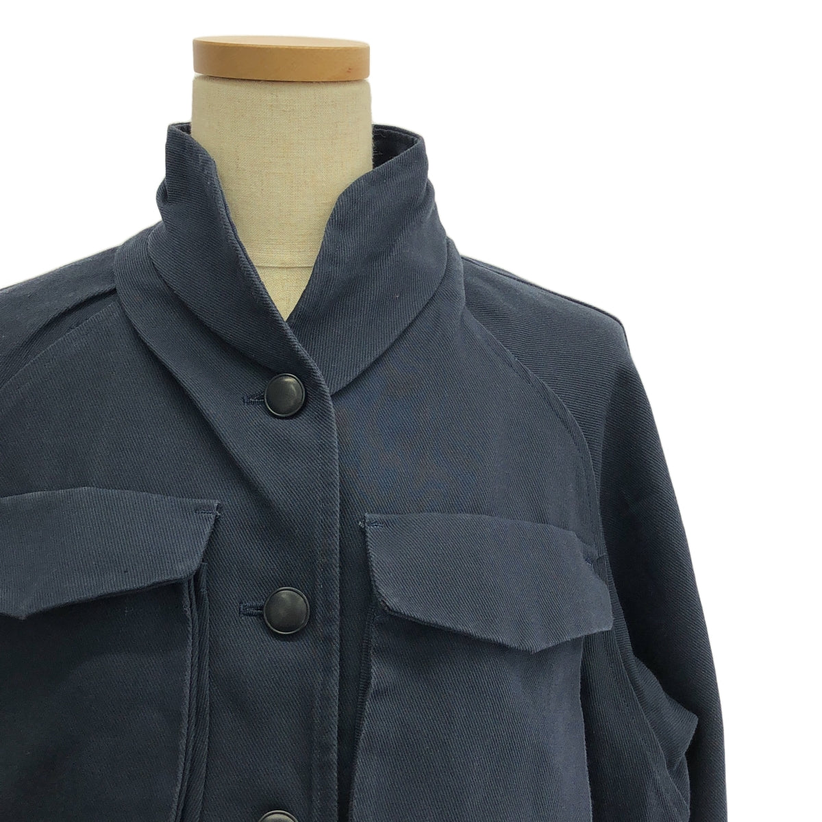Mame Kurogouchi / マメクロゴウチ | Cotton Linen Twill Short Jacket コットン リネン ショート ジャケット | 2 | ネイビー | レディース