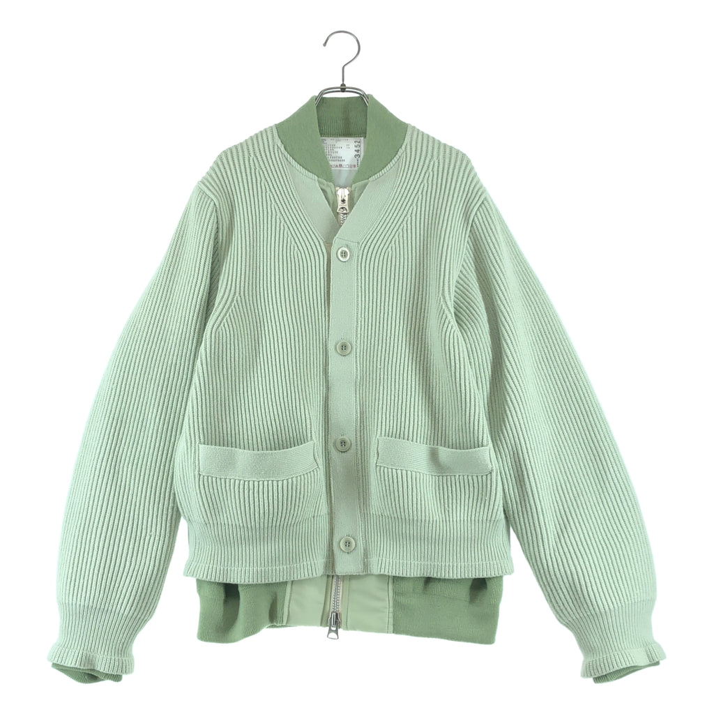 sacai | 2024 秋冬系列 | 尼龍斜紋針織拼接開襟衫飛行員夾克 | 尺寸 2 | 男士